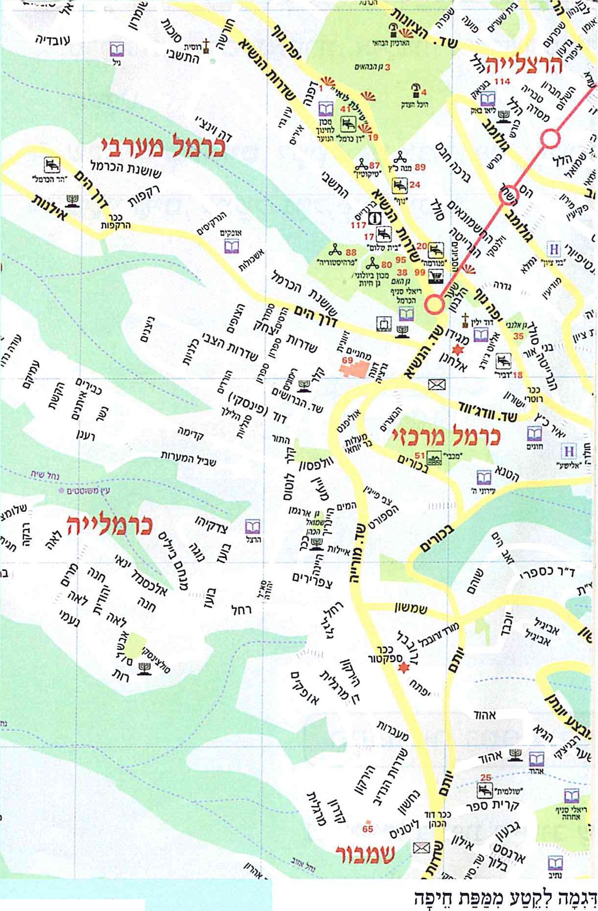 (בספר תמונה של קטע ממפת חיפה)